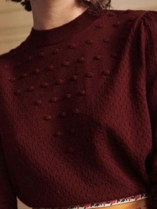 Sezane Sweaters - Sézane Red Merino Wool Pointelle
Avery Jumper Pullover sweater Size S